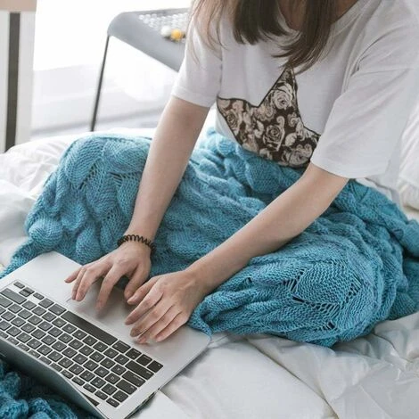 Couverture Queue Sirène Adulte, Couverture Sirène Sac De Couchage Idées Cadeaux Personnalisées Pour Anniversaire La Saint Valentin Femme Filles, Motif Poisson-échelle, 195 X 90 Cm (Bleu) – Image 4