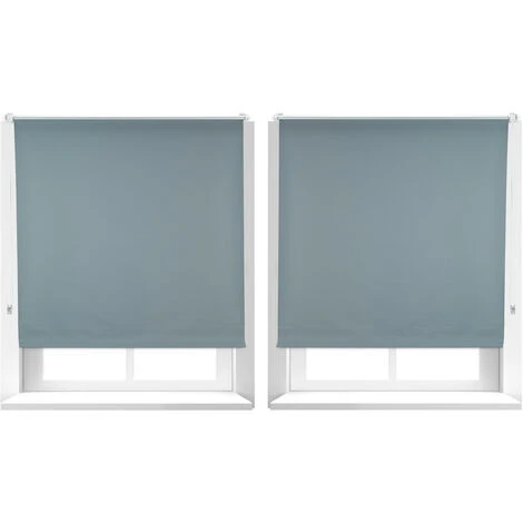 Store Enrouleur Occultant, Lot De 2, Sans Perçage, Protège De La Chaleur, Fenêtres, 120x160 Cm, Tissu 106 Cm, Gris
