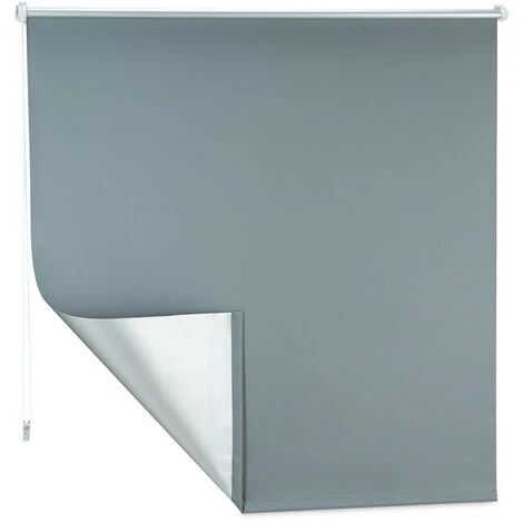 Store Enrouleur Occultant, Lot De 2, Sans Perçage, Protège De La Chaleur, Fenêtres, 120x160 Cm, Tissu 106 Cm, Gris – Image 2