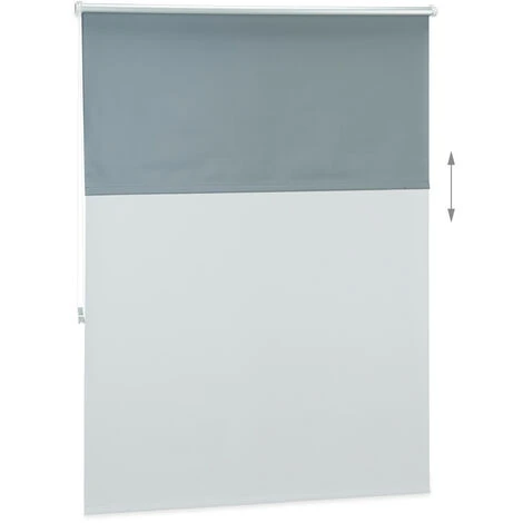 Store Enrouleur Occultant, Lot De 2, Sans Perçage, Protège De La Chaleur, Fenêtres, 120x160 Cm, Tissu 106 Cm, Gris – Image 4