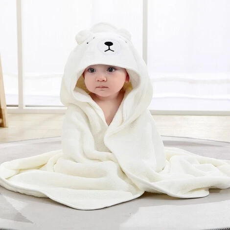 Cape De Bain Bébé à Capuche, Coton Sortie De Bain Bébé Avec Design Animal, Drap Serviette De Bain Pour Bébé Nouveau-né (ours Beige)