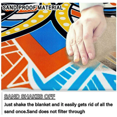 Couverture De Plage Extra Large, Tapis De Plage Imperméable Et Anti-Sable, Légère Et Durable Pour Les Voyages à La Plage, Le Camping, Jardin(140 X 200 Cm) – Image 2
