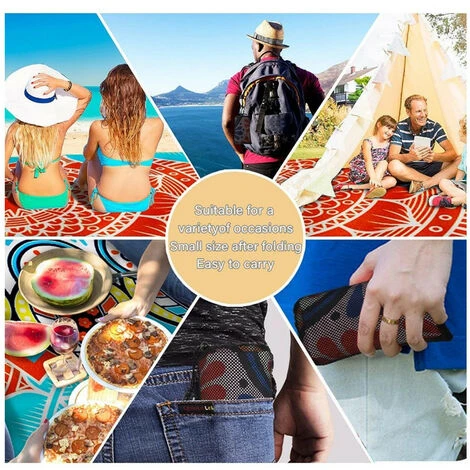 Couverture De Plage Extra Large, Tapis De Plage Imperméable Et Anti-Sable, Légère Et Durable Pour Les Voyages à La Plage, Le Camping, Jardin(140 X 200 Cm) – Image 4